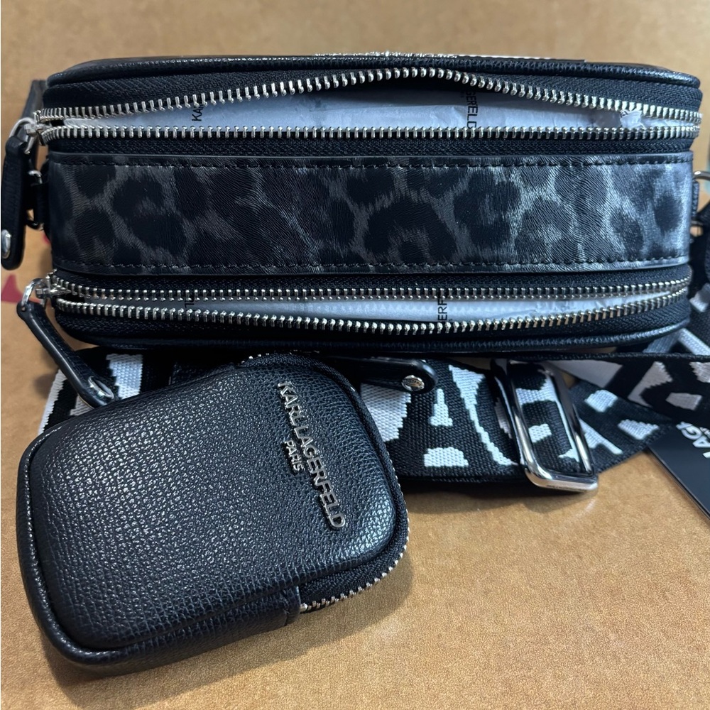 Karl Lagerfeld Black and White Graphic Belt Bag - Picture 7 of 11
